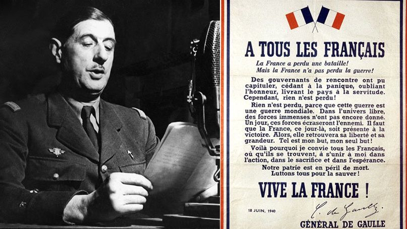 "Alice, Lara, soyez prêtes ! Il est temps de quitter la Patrie ! " Général de Gaulle - Juin 1940 - texte original - source INA